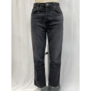 Reformation 'Cynthia Patch' Black High Rise Straight Denim Jeans Size 27